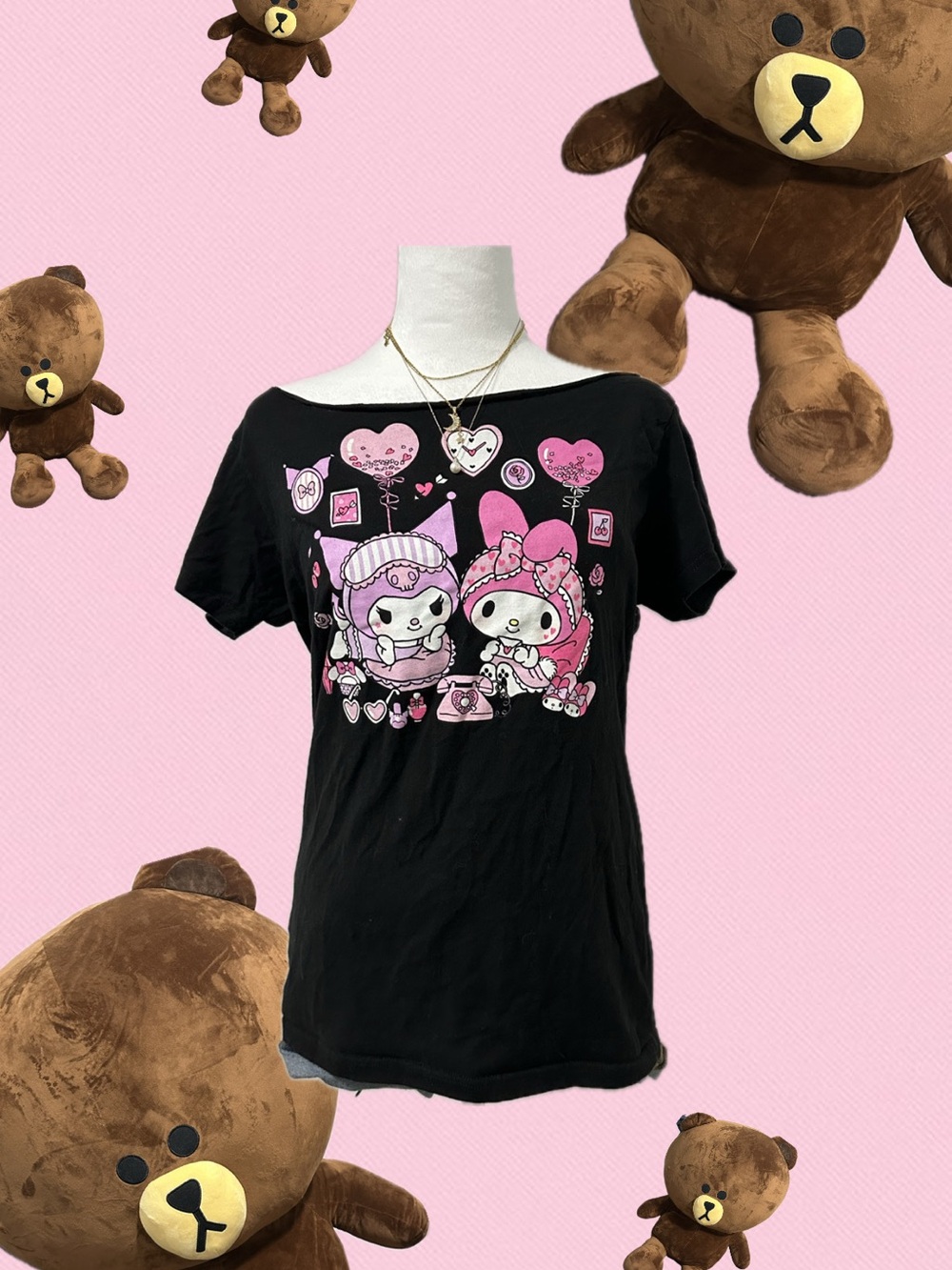 official sanrio short sleeve tshirt with my melody and kuromi design merch